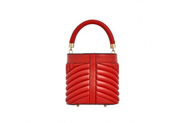 Red Women Luxury Leather Bucket Bag 2